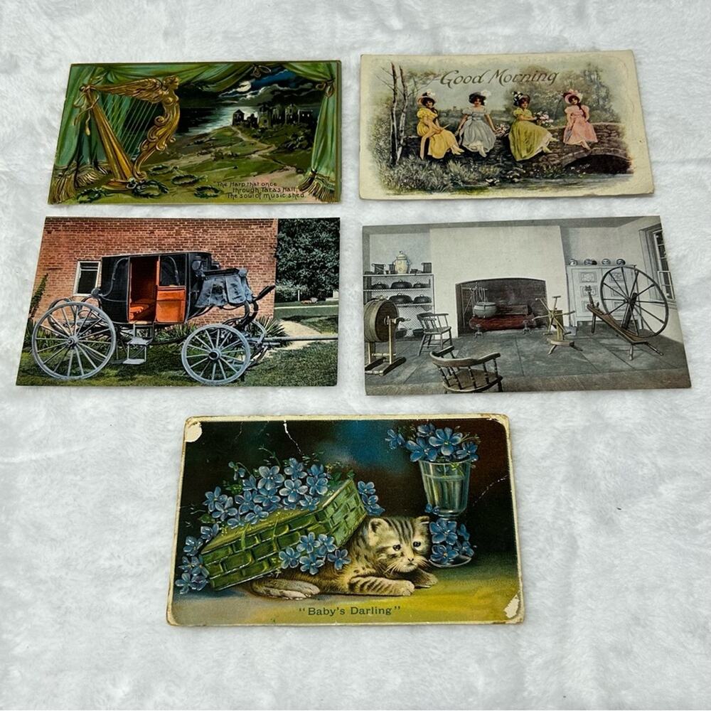 Antique Post Card Some Embossed Lot of 5 Old Post Cards the Early 1900 Landscape